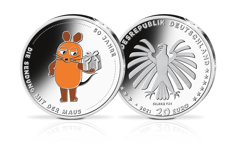 20-Euro-Münze 50 Jahre Sendung mit der Maus in PP