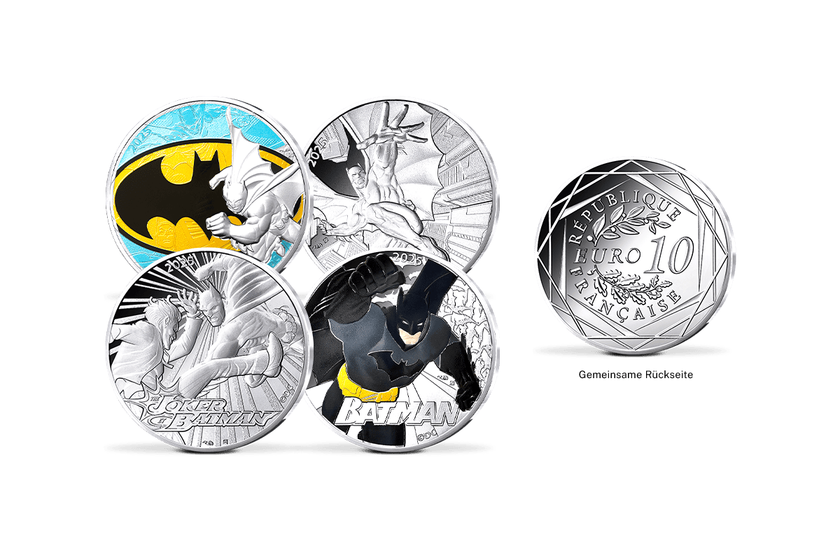 4er Batman Set  10-Euro-Silbermünzen Frankreich