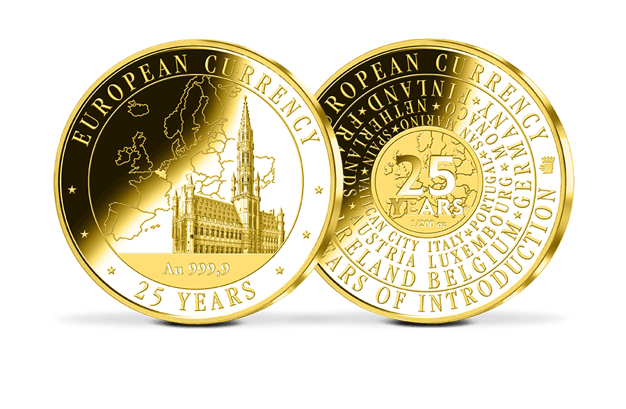 Gold-Gedenkprägung 25 Jahre Euro-Währung - Belgien