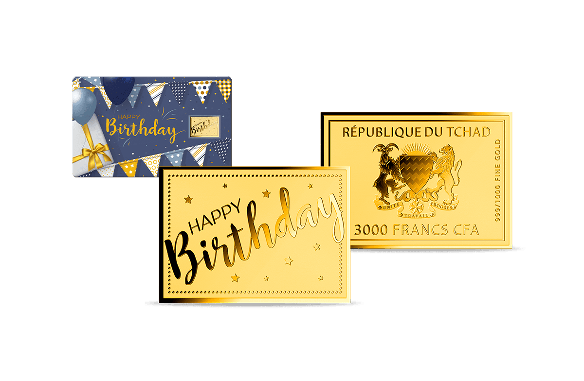  Gold-Münzbarren Happy Birthday in Coincard