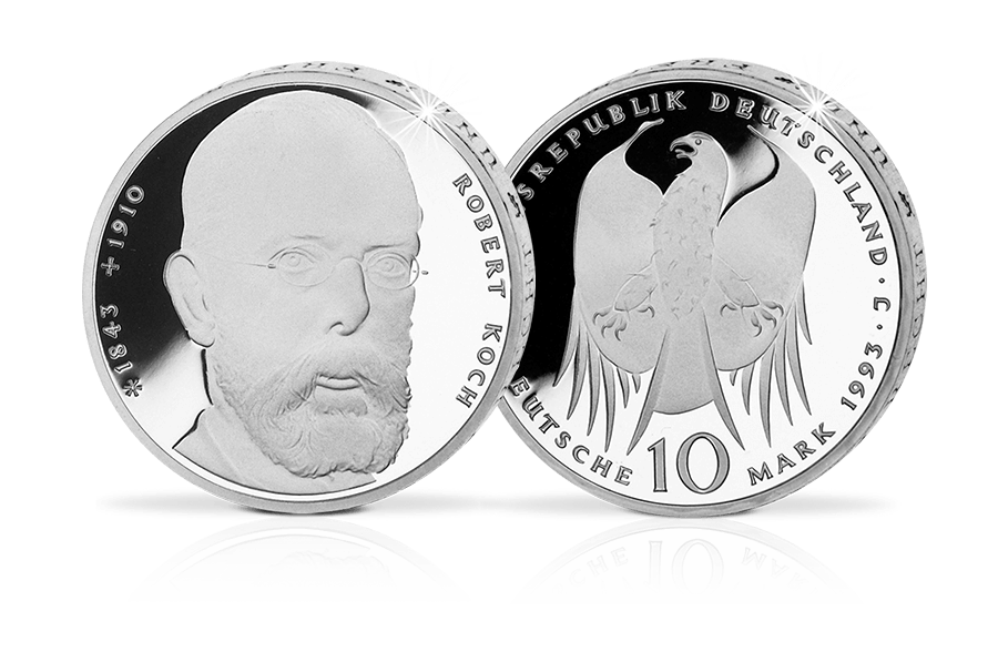 10-DM-Münze 150. Geburtstag Robert Koch 10-DM-Münze 150. Geburtstag Robert Koch