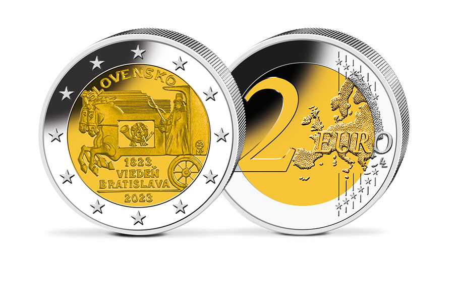 2-Euro-Gedenkmünze - Slowakei 2023 - Pferde Expresspost 2-Euro-Gedenkmünze - Slowakei 2023 - Pferde Expresspost