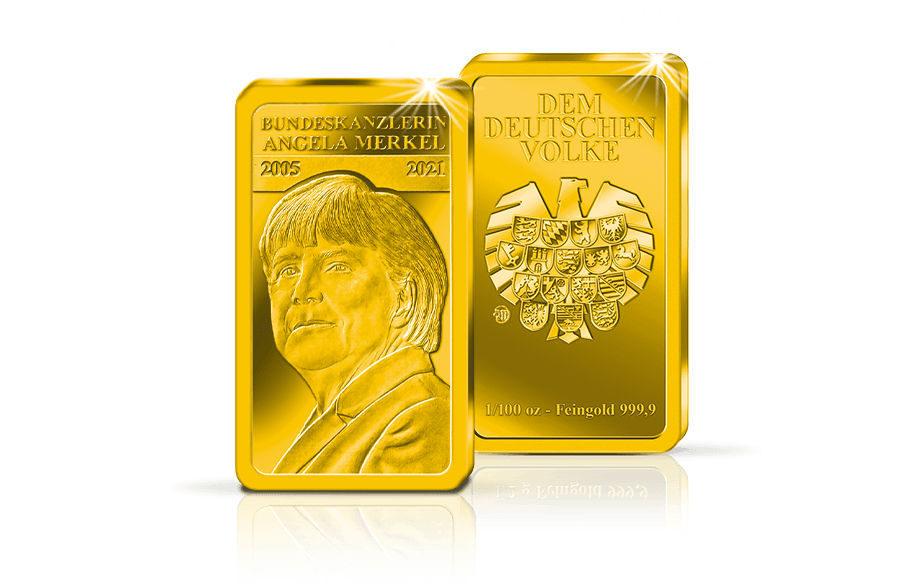 Goldbarren - Bundeskanzlerin Angela Merkel Goldbarren - Bundeskanzlerin Angela Merkel