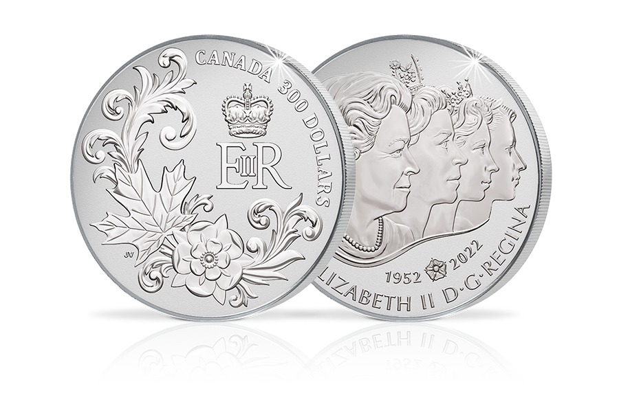 300-Dollar-Platinmünze Kanada mit allen Münzporträts der Queen 300-Dollar-Platinmünze Kanada mit allen Münzporträts der Queen