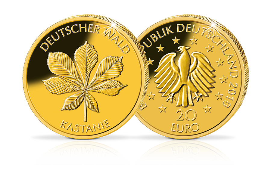 20-Euro-Goldmünze Kastanie 2014 aus der Serie Deutscher Wald 20-Euro-Goldmünze Kastanie 2014 aus der Serie Deutscher Wald