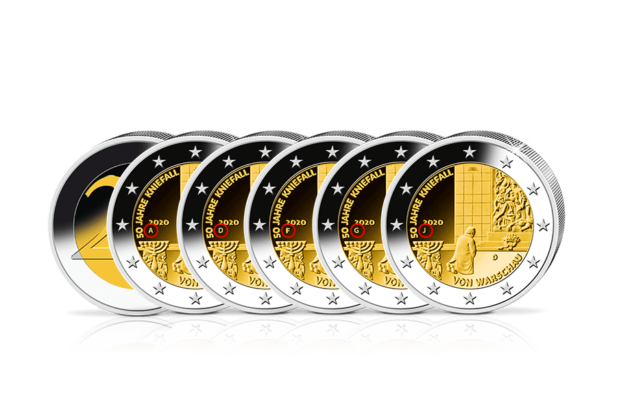 2-Euro-Münz-Komplett-Satz 2020: 50 Jahre Kniefall von Warschau 2-Euro-Münz-Komplett-Satz 2020: 50 Jahre Kniefall von Warschau