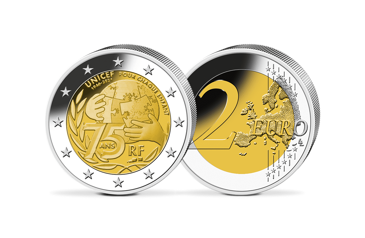 2-Euro-Gedenkmünze Frankreich - 75 Jahre Unicef