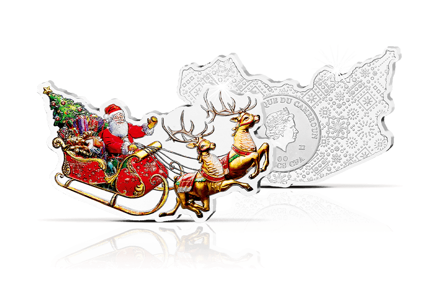Offizielle Weihnachtsmann-Gedenkmünze in Schlittenform Offizielle Weihnachtsmann-Gedenkmünze in Schlittenform
