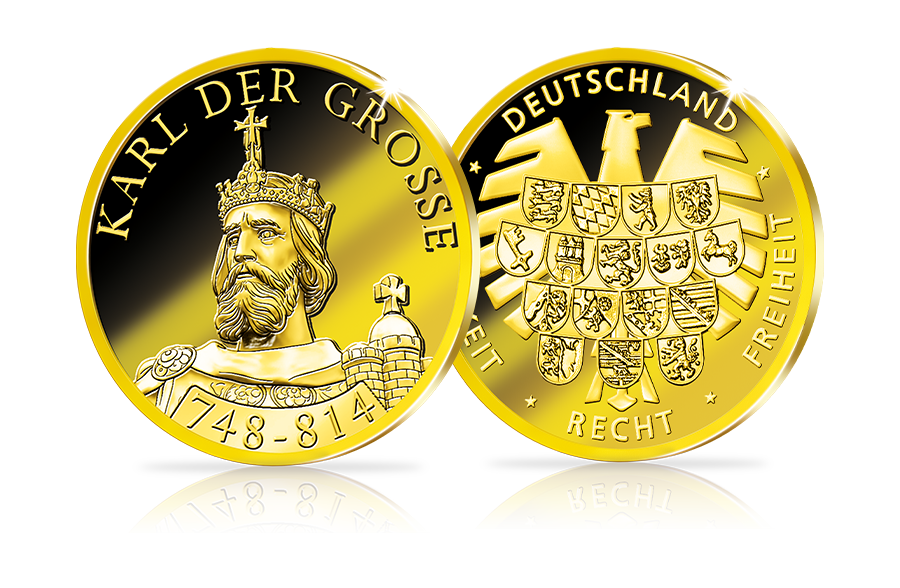 Gold-Gedenkprägung 1275. Geburtstag Karl der Große Gold-Gedenkprägung 1275. Geburtstag Karl der Große