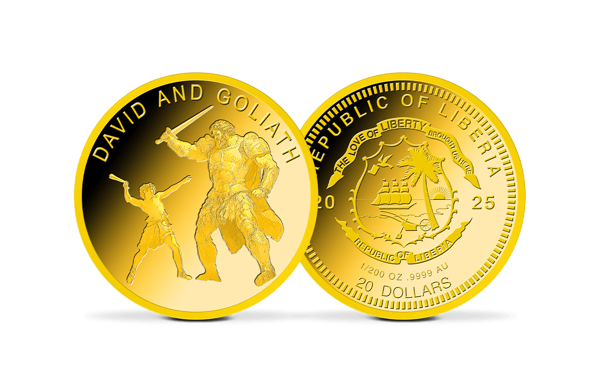 Dollar Goldmünze David gegen Goliath