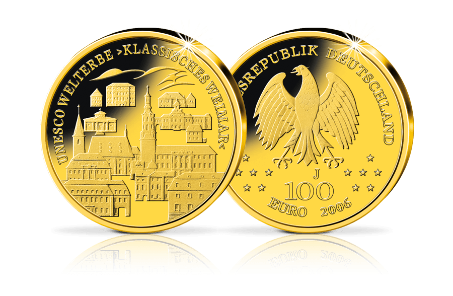 Die 100-Euro-Goldmünze 2006: UNESCO-Weltkulturerbestätte Weimar Die 100-Euro-Goldmünze 2006: UNESCO-Weltkulturerbestätte Weimar