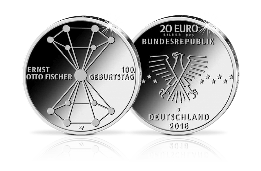 20-Euro-Gedenkmünze 2018: 100. Geburtstag Ernst Otto Fischer 20-Euro-Gedenkmünze 2018: 100. Geburtstag Ernst Otto Fischer