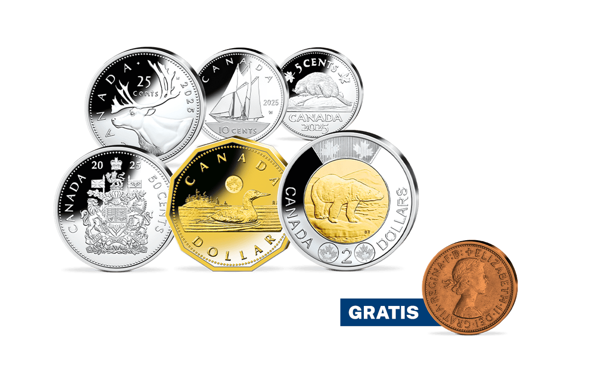 Erster Kursmünzensatz Kanada mit King Charles III. + gratis 1 Penny Queen Elizabeth II. 