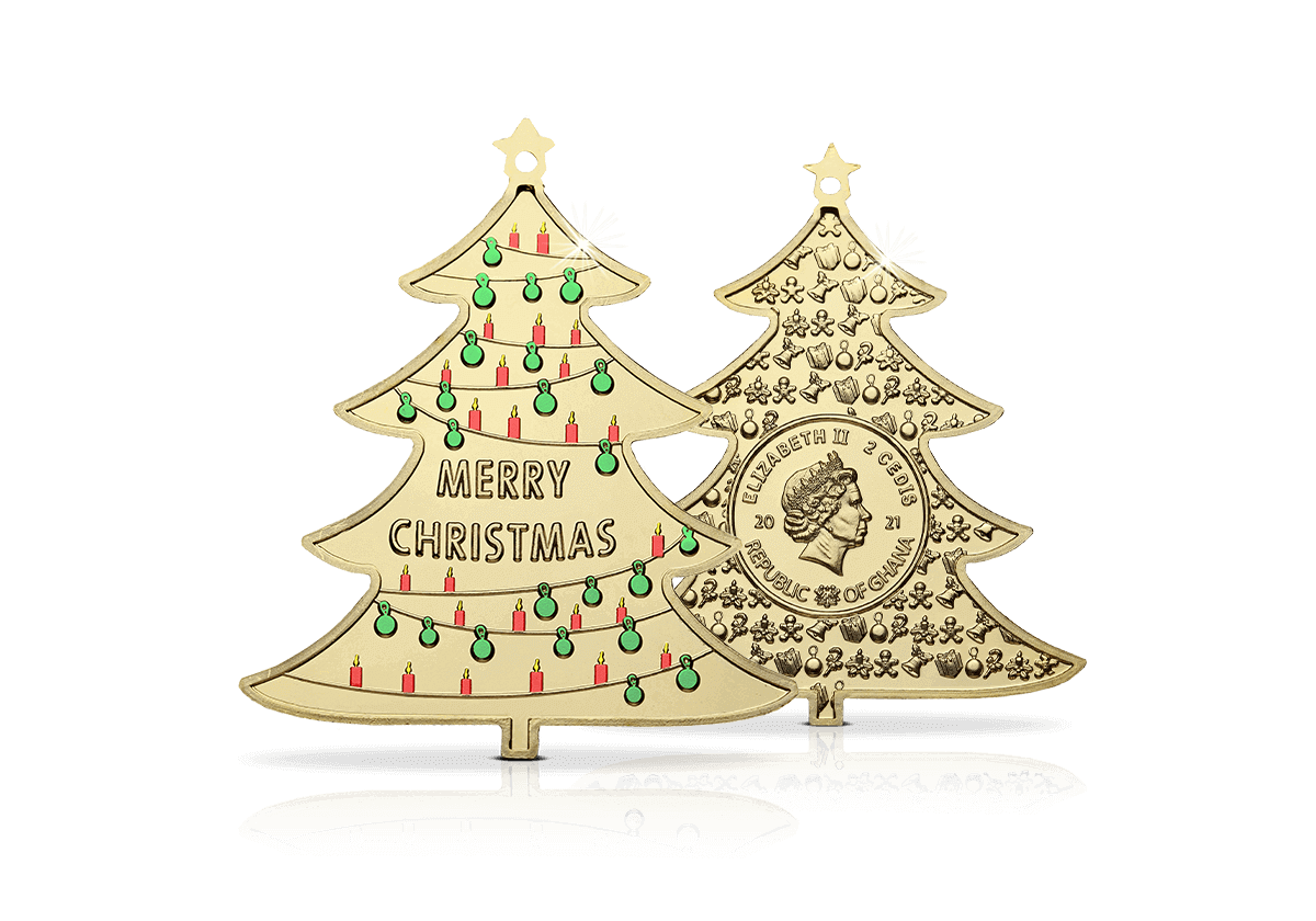 Gedenkmünze Weihnachtsbaum mit edler Koloration Gedenkmünze Weihnachtsbaum mit edler Koloration