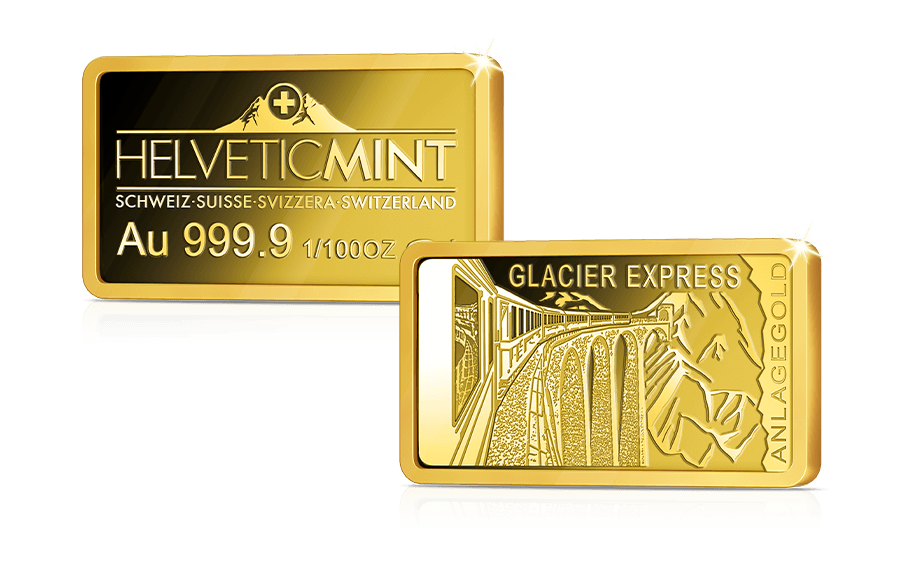 Schweizer Goldbarren - Glacier Express 1/100 oz
