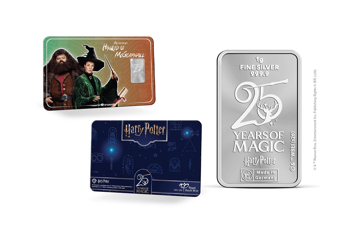 Silber-Barren Hagrid & Minerva McGonagall in offizieller Coincard