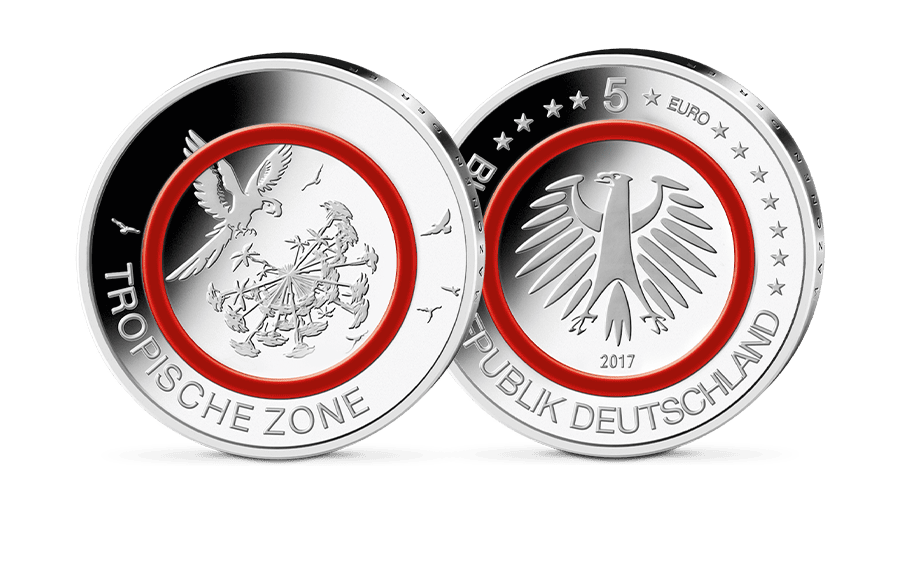 5-Euro-Münze 2017 Tropische Zone mit Polymer-Ring 5-Euro-Münze 2017 Tropische Zone mit Polymer-Ring