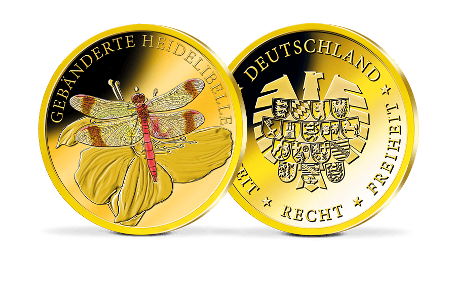 Piedfort-Gedenkprägung Gebänderte Heidelibelle Piedfort-Gedenkprägung Gebänderte Heidelibelle