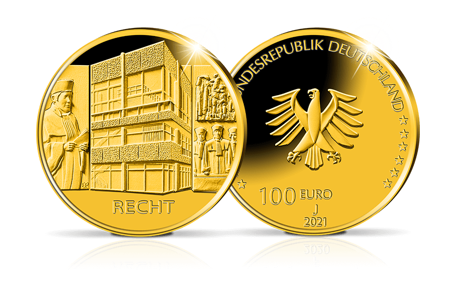 100-Euro-Goldmünze 2021 Säulen der Demokratie - Recht 100-Euro-Goldmünze 2021 Säulen der Demokratie - Recht