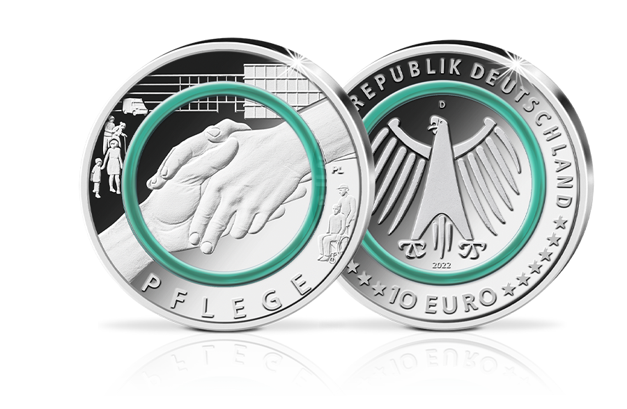 10-Euro-Münze 2022 Pflege mit Polymer-Ring