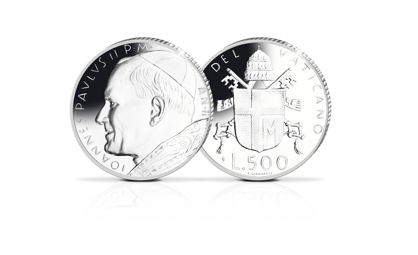 500-Lire-Silbermünze Johannes Paul II. 500-Lire-Silbermünze Johannes Paul II.