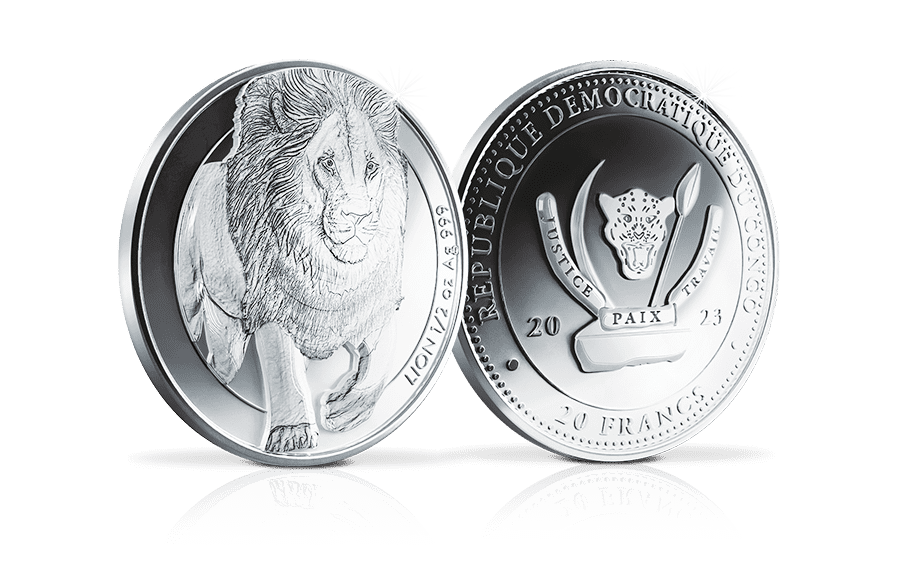 Highrelief-Silbermünze Löwe Highrelief-Silbermünze Löwe