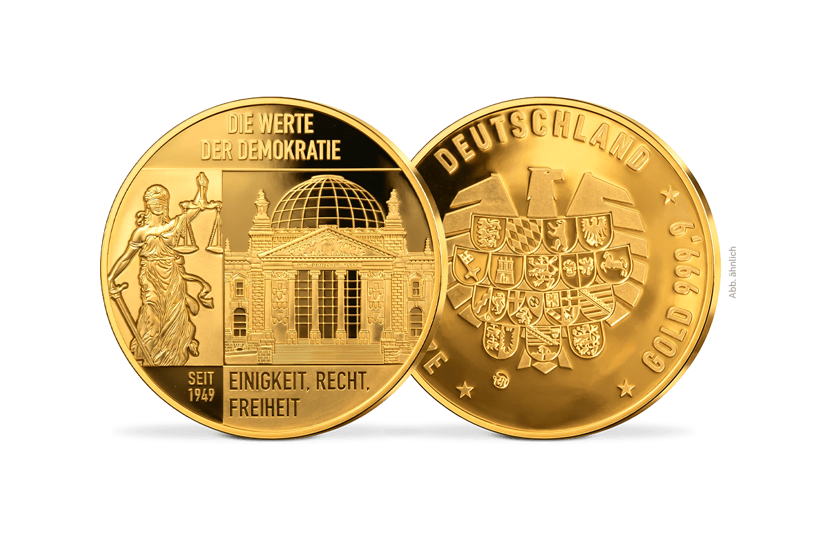 Gold-Gedenkprägung Werte der Demokratie - Einigkeit-Recht-Freiheit