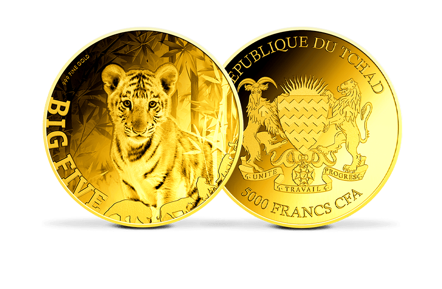 Giganten-Goldmünze Big Five Tiger Baby