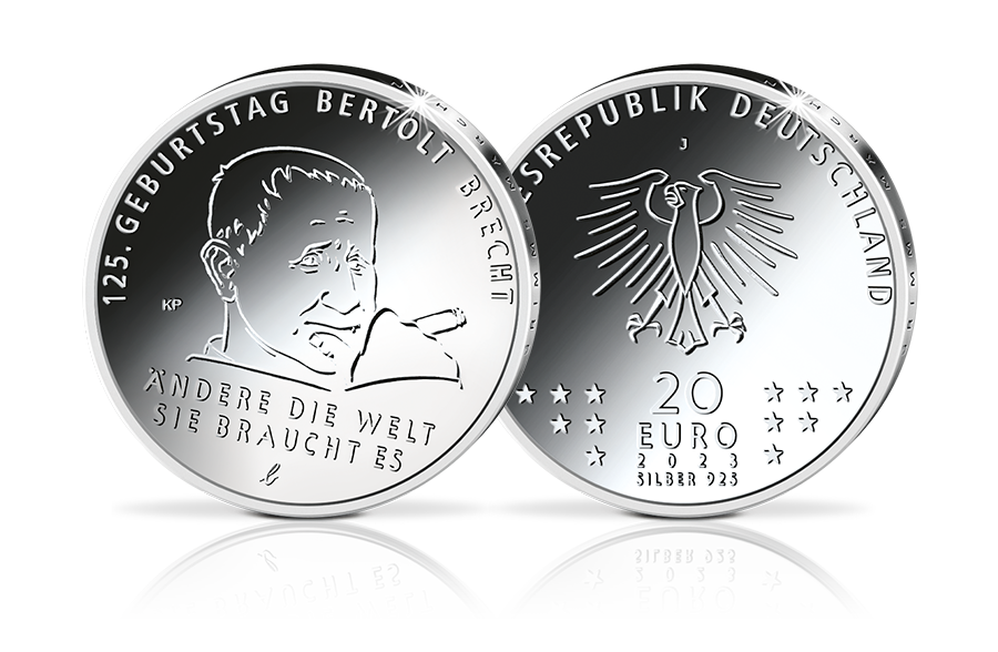 20-Euro-Münze 2023 – 125. Geburtstag Bertolt Brecht 20-Euro-Münze 2023 – 125. Geburtstag Bertolt Brecht