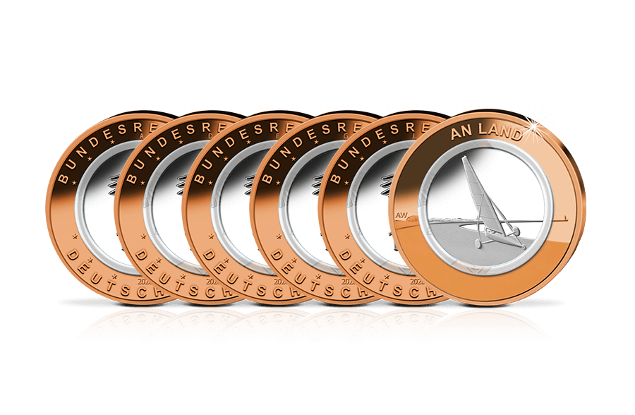 5x10-Euro-Münze 2020 An Land mit Polymer-Ring Komplettsatz in St 5x10-Euro-Münze 2020 An Land mit Polymer-Ring Komplettsatz in St