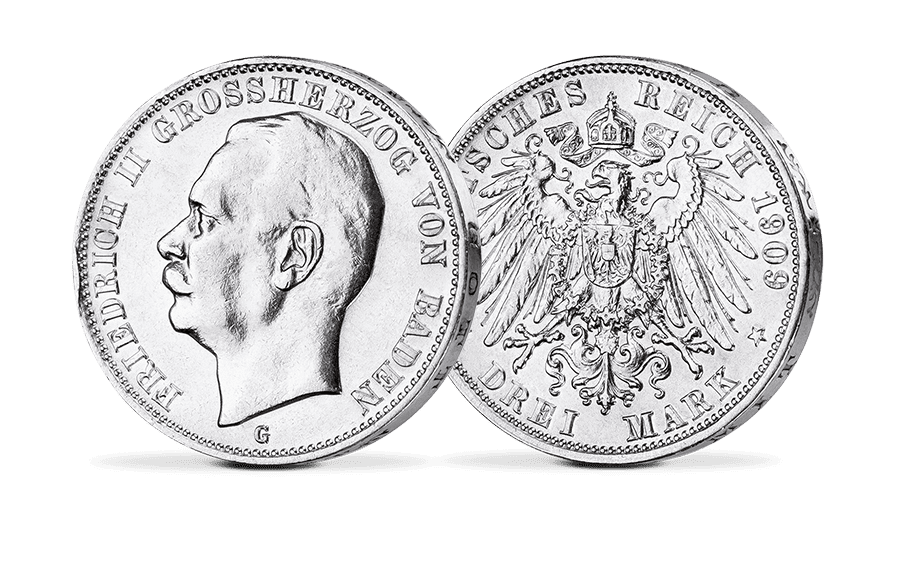Silbermünze Deutsches Kaiserreich – Friedrich II. – Großherzog von Baden 1907-1918