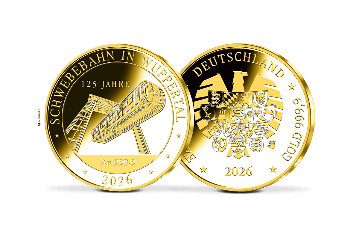 Gold-Gedenkprägung 125 Jahre Schwebebahn in Wuppertal