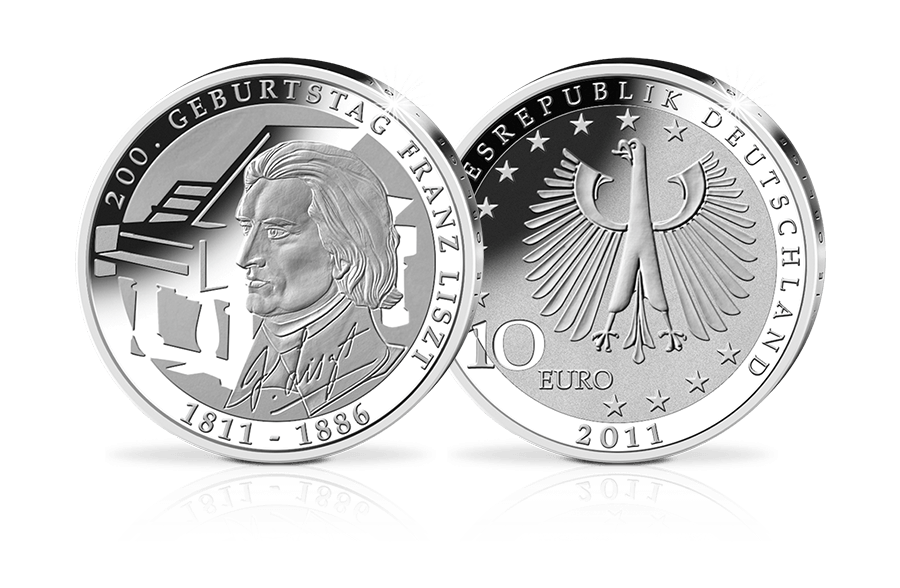 10-Euro-Münze 2011 200. Geburtstag Franz Liszt 10-Euro-Münze 2011 200. Geburtstag Franz Liszt
