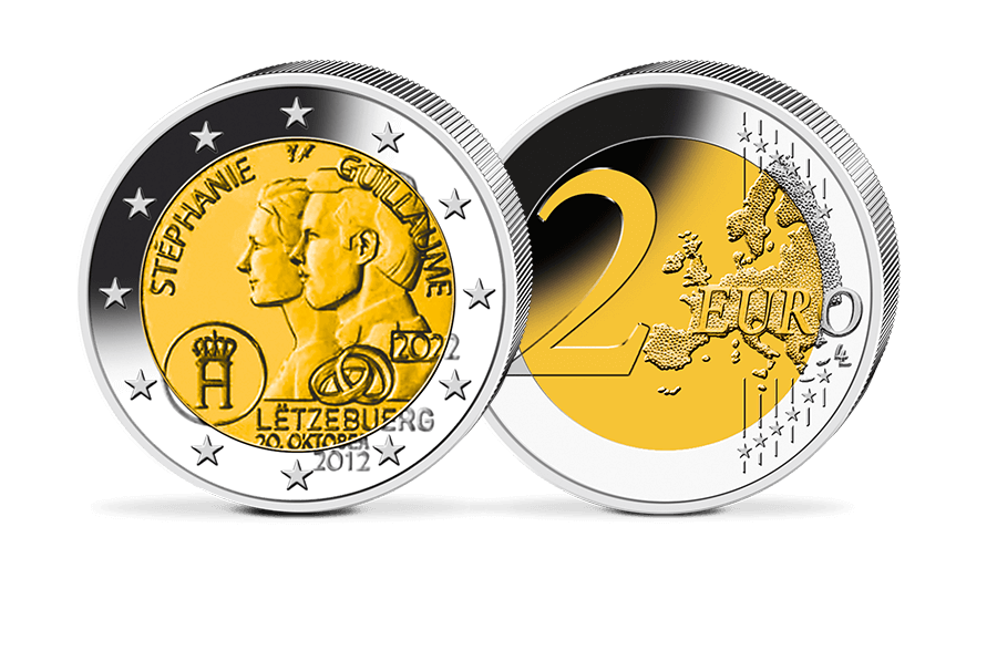 2-Euro-Gedenkmünze Luxemburg 2022 -10. Hochzeitstag von Guillaume 2-Euro-Gedenkmünze Luxemburg 2022 -10. Hochzeitstag von Guillaume