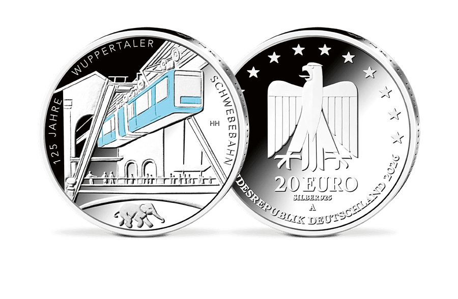 20-Euro-Münze 125 Jahre Wuppertaler Schwebebahn