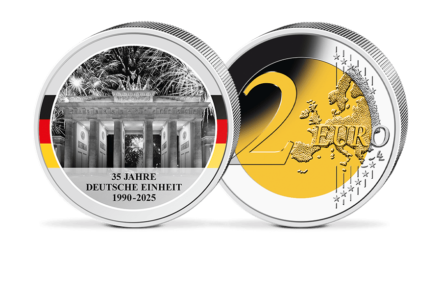 2-Euro-Münze mit Kaltemaille zum Staatsjubiläum - 35 Jahre Deutsche Einheit