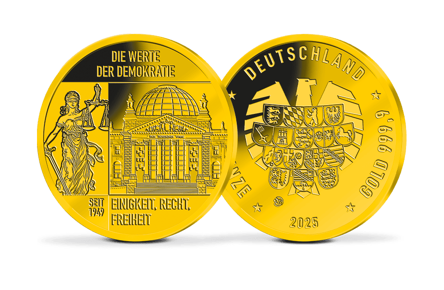 Gold-Gedenkprägung Werte der Demokratie - Einigkeit-Recht-Freiheit