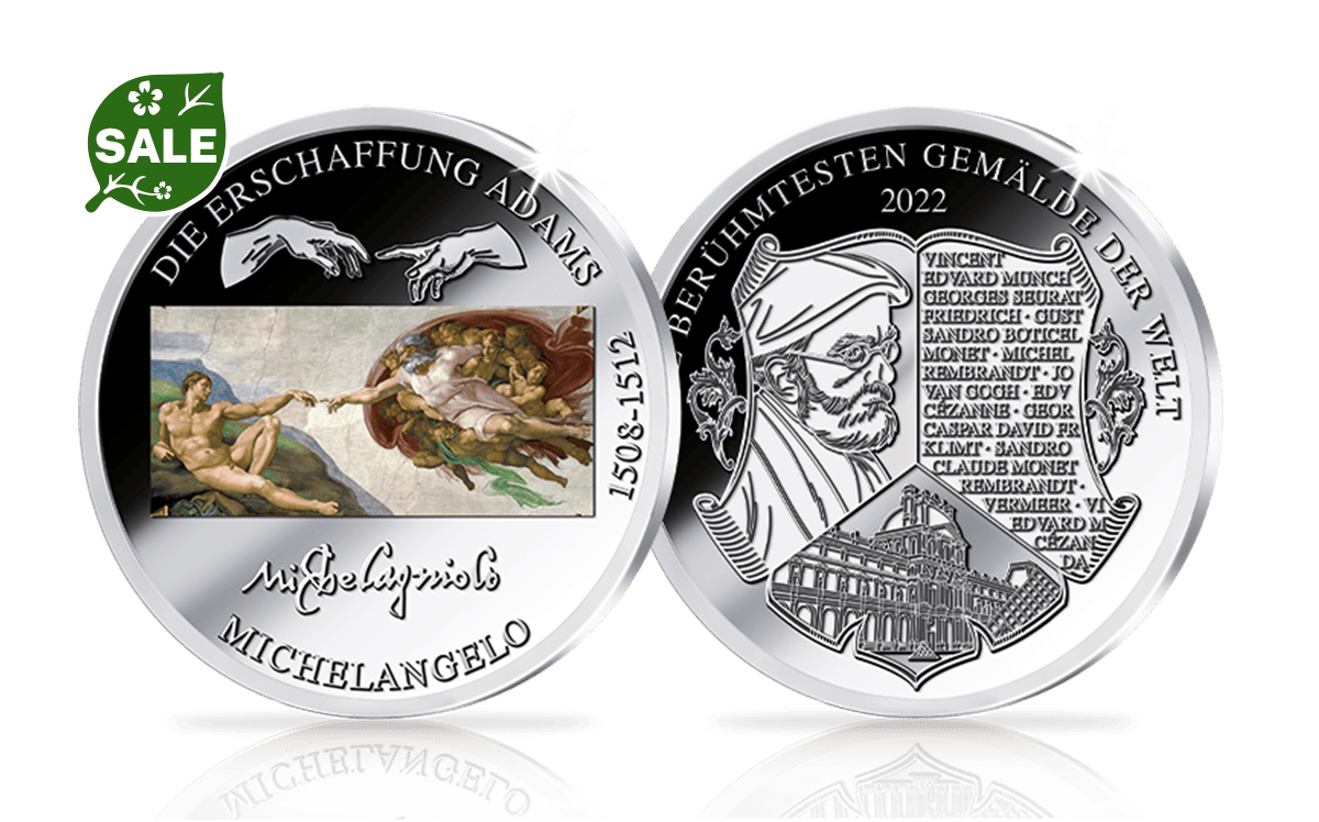 Piedfort-Prägung Michelangelo – Die Erschaffung Adams