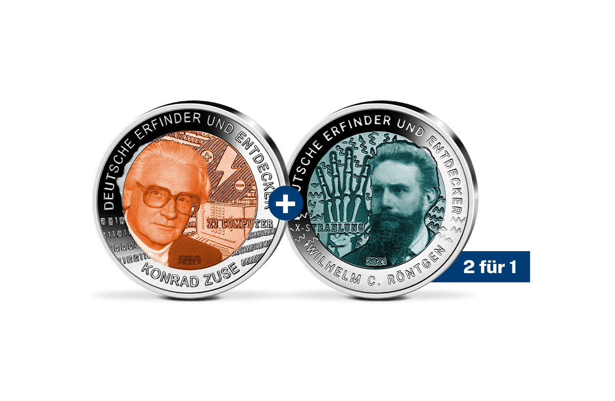 Titan-Münzen Wilhelm Conrad Röntgen und Konrad Zuse