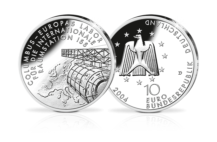 10-Euro-Münze 2004 Columbus – Raumstation ISS 10-Euro-Münze 2004 Columbus – Raumstation ISS