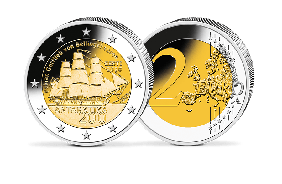 2-Euro-Gedenkmünze Estland 200 Jahre Entdeckung der Antarktis 2-Euro-Gedenkmünze Estland 200 Jahre Entdeckung der Antarktis