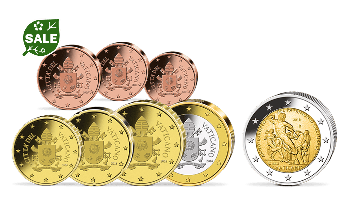 Sondersatz Vatikan 2018 mit 2 Euro Weltkulturerbe