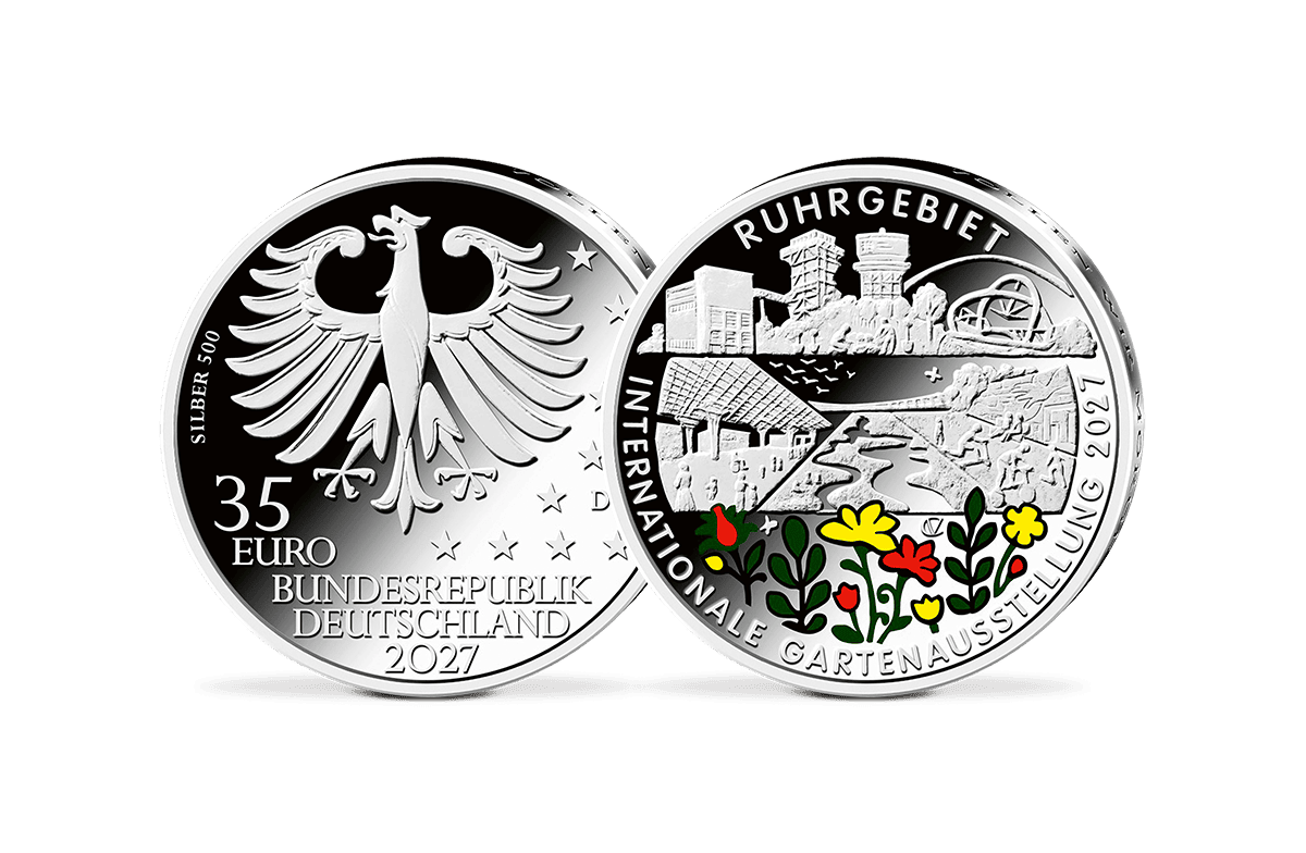 35-Euro-Silbermünze Internationale Gartenausstellung 2027