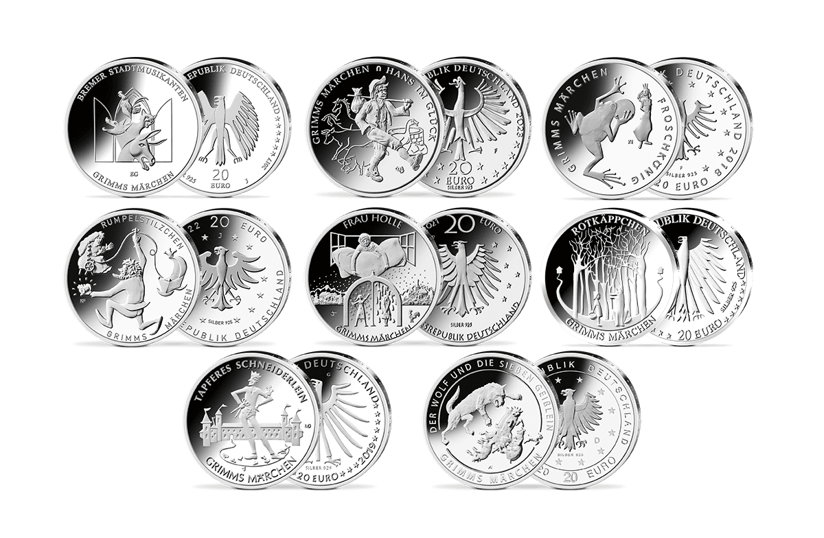 8er Märchen-Set 20-Euro-Silbermünzen