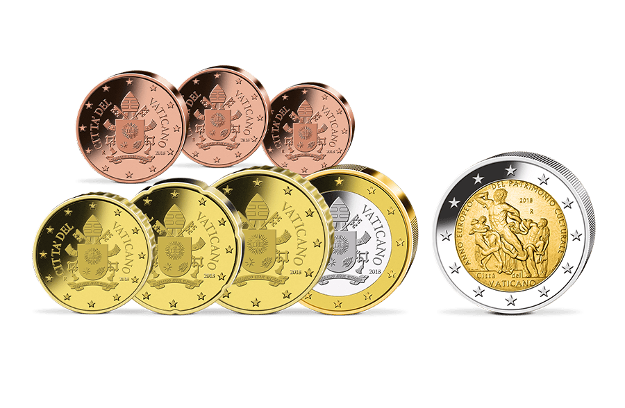 Sondersatz Vatikan 2018 mit 2 Euro Weltkulturerbe