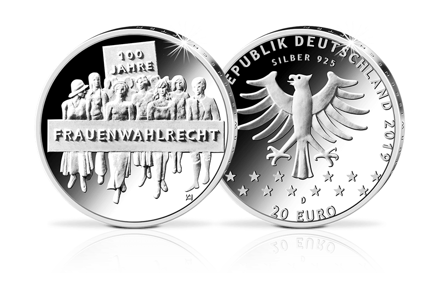20-Euro-Münze 100 Jahre Frauenwahlrecht 2019 in PP
