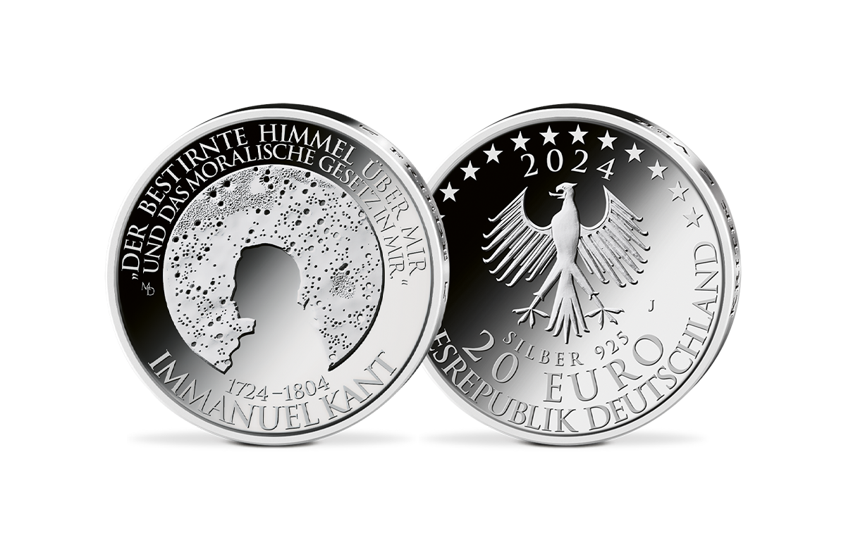 20-Euro-Silbermünze 300. Geburtstag Immanuel Kant in Spiegelglanz 