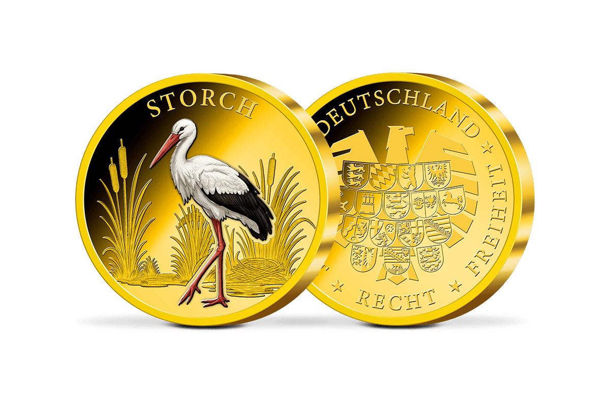 Piedfort-Gedenkprägung Storch 