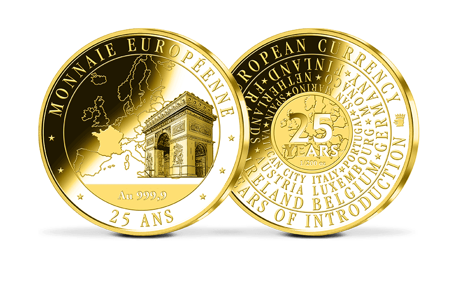 Gold-Gedenkprägung 25 Jahre Euro-Währung - Frankreich