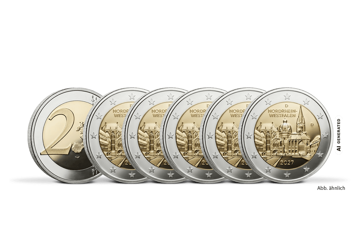 2-Euro-Gedenkmünzen Satz Nordrhein-Westfalen – Aachener Dom